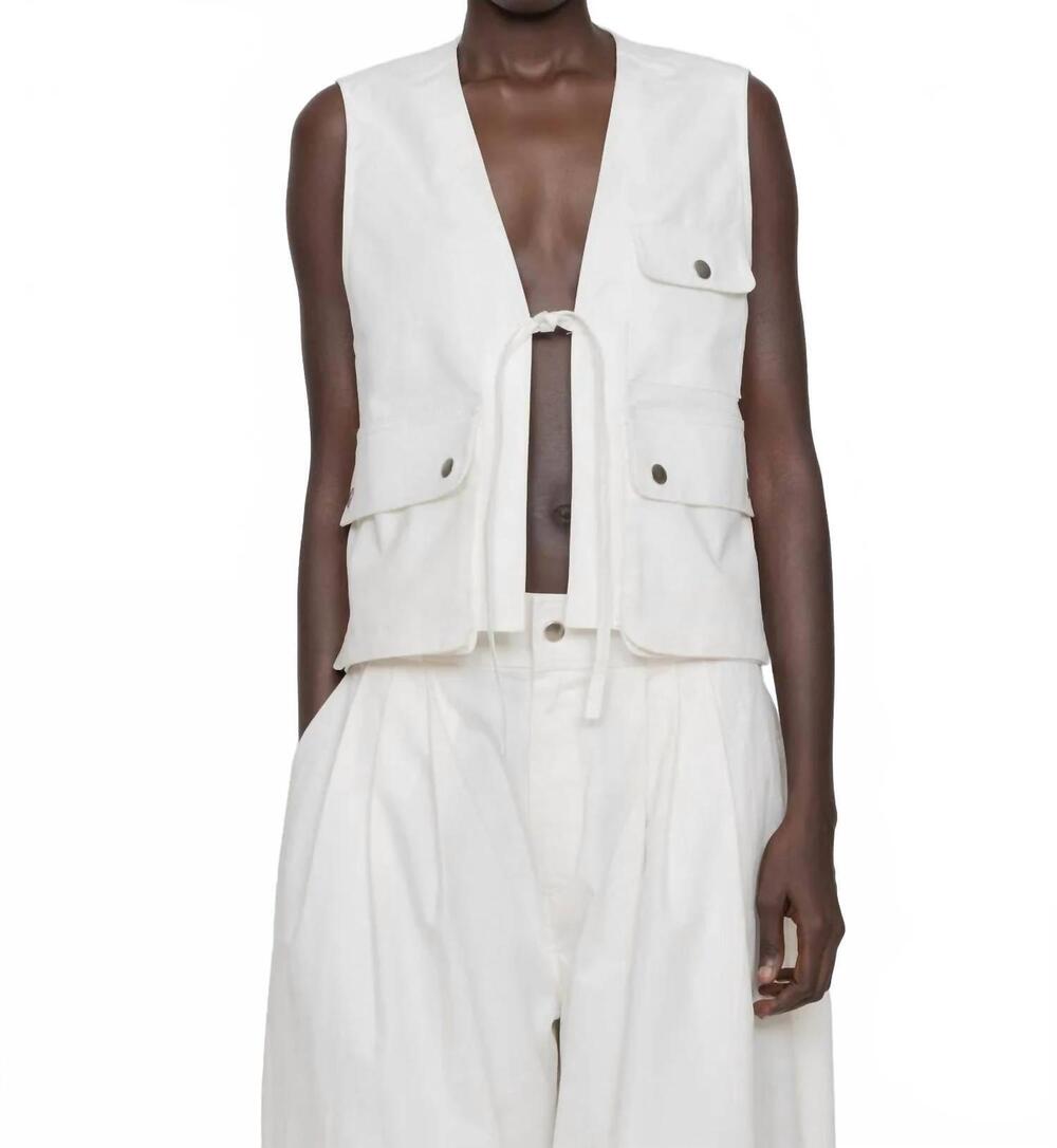 NEW SEA lois twill vest in cream